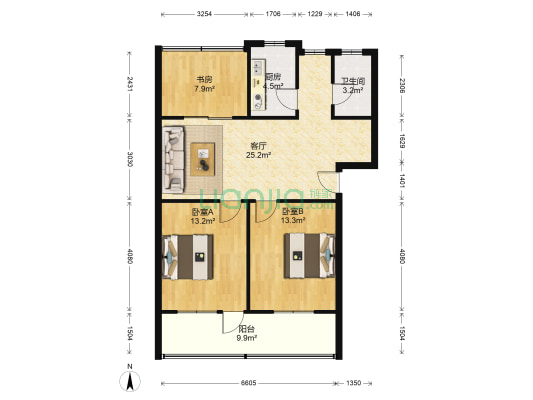 农行小区 3室1厅1卫 80平方