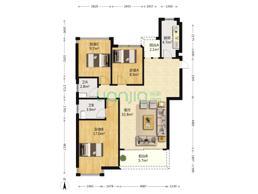 星城福邸 3室1厅2卫 111平方