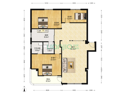 立新东路(立新路) 3室1厅2卫 133平方