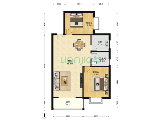 二热家园（二区） 2室1厅1卫 107平方