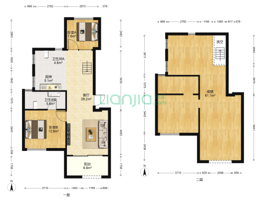 宏泰四季花城 2室1厅2卫 84平方