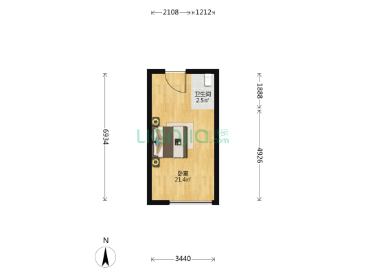 东钰银座 1室0厅1卫 40平方