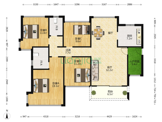 华发国际海岸·揽澳郡 4室1厅2卫 133平方