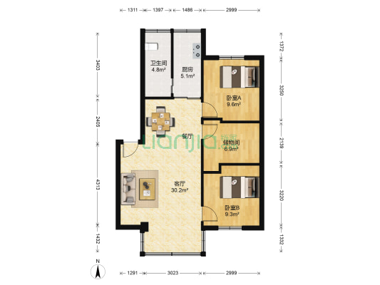 南浦花园 2室1厅1卫 75平方