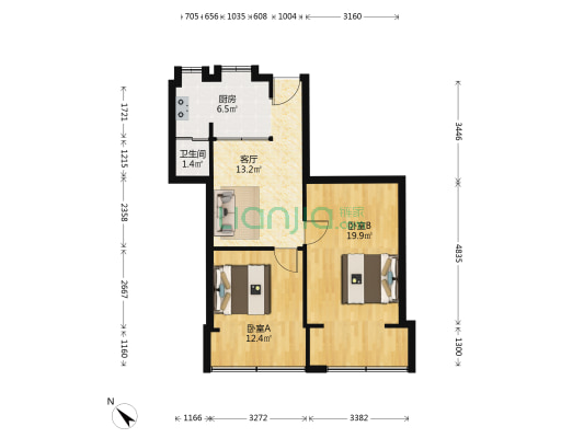 二曜路8号 2室1厅1卫 61平方