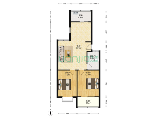 汉城小区 2室1厅1卫 94平方
