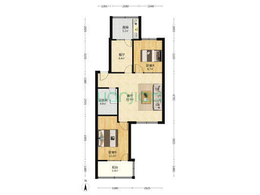 农林局家属院 2室2厅1卫 75平方