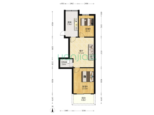 蒙古营巷25号 2室1厅1卫 59平方