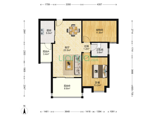 联诚国际城 1室1厅1卫 90平方