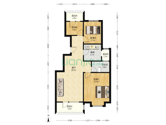 华融现代城一梯两户低层洋房 带阁楼-户型图