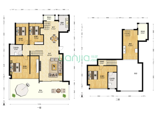 中国铁建安吉山语城 4室2厅2卫 167平方