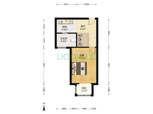 金丰苑三居 1室1厅1卫 51平方