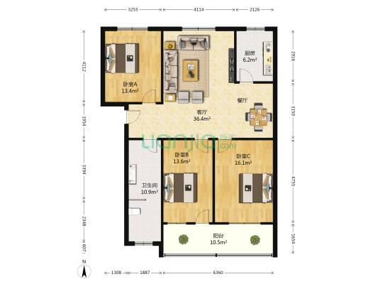锦绣华府(长葛市) 3室1厅1卫 127平方