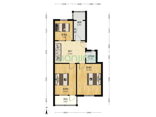 十一中宿舍 3室1厅1卫 73平方