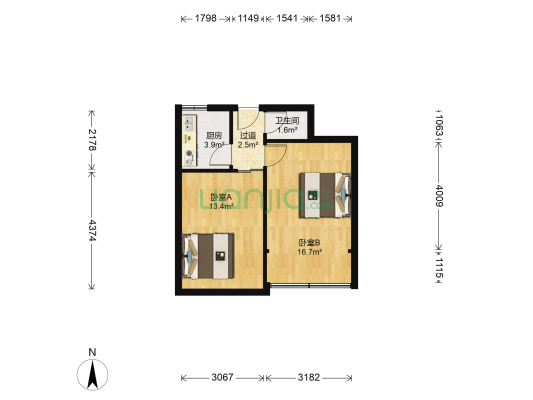 东南新苑 2室0厅1卫 50平方