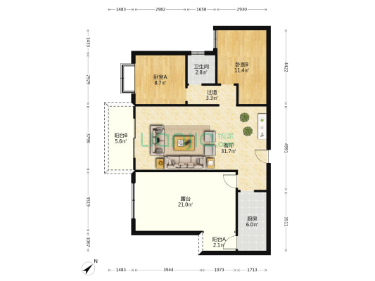 实力锦雲府 2室1厅1卫 79平方