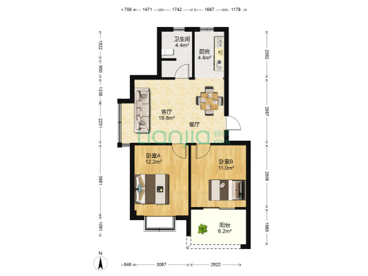 华云小区 2室1厅1卫 68平方