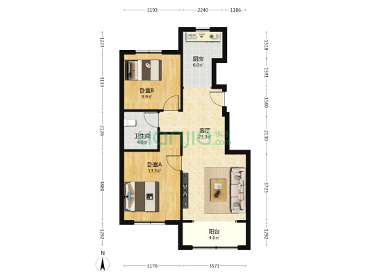 碧桂园力高理想海 2室1厅1卫 85平方