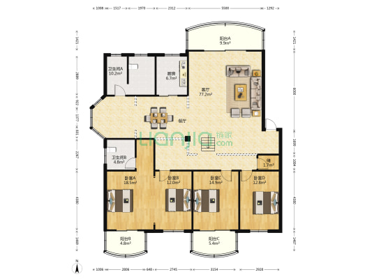 丰润园 4室1厅2卫 205平方