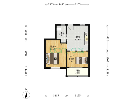 庆华四村 2室0厅1卫 47平方