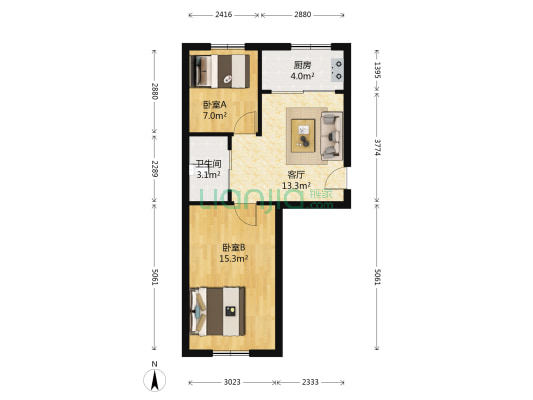 太平社区 2室1厅1卫 63平方