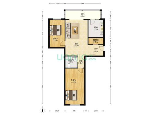 兽研家属楼 2室1厅1卫 103平方