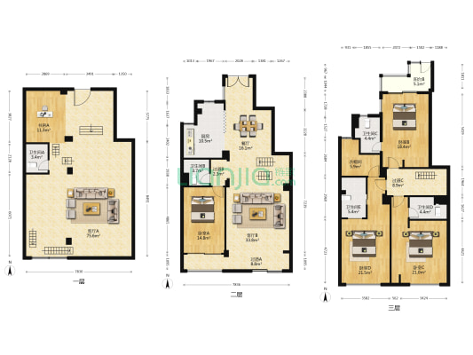 中梁·首府一期 5室3厅5卫 149平方