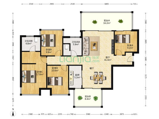 旭辉湖山樾 4室1厅2卫 150平方