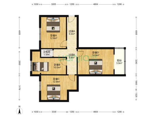 水利局家属院 4室0厅1卫 80平方