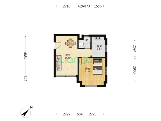 幸福新村 1室1厅1卫 47平方