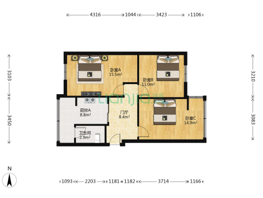 洗面桥巷2号 3室0厅1卫 67平方