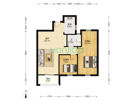 五矿沁园金城 2室1厅1卫 79平方