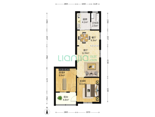 四经路 2室2厅1卫 67平方
