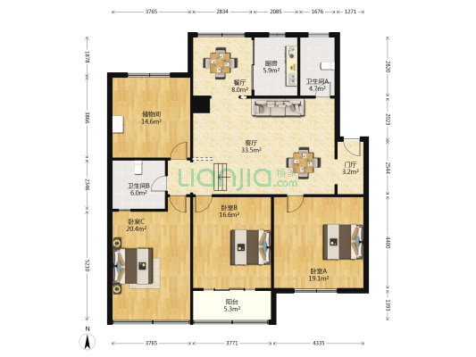 中华路34号 3室2厅2卫 165平方