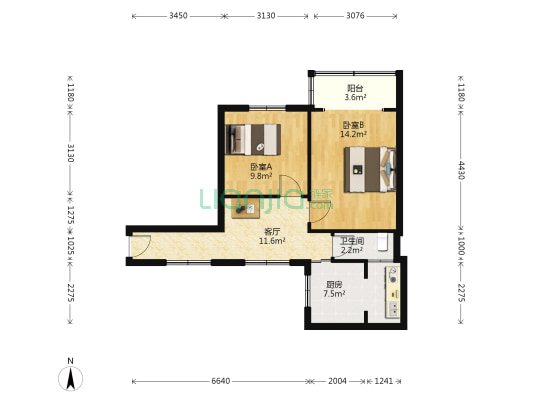 青羊东二路社区 2室1厅1卫 51平方