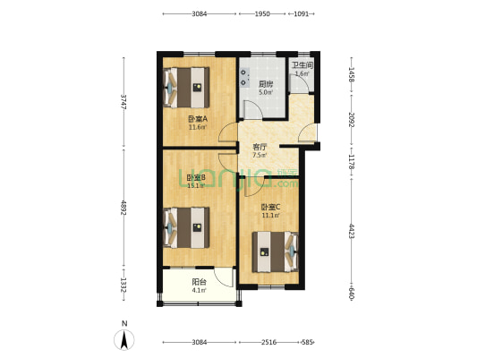 纬一路46号 3室1厅1卫 65平方