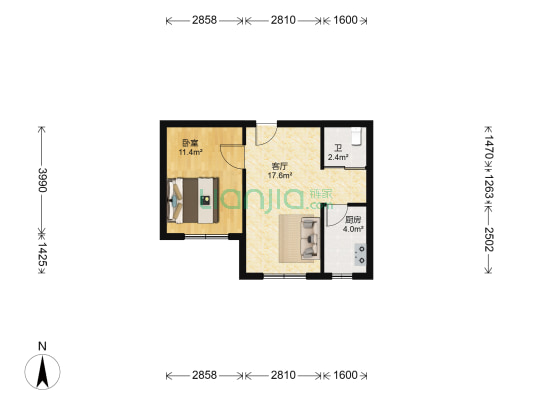 兆丰凯旋明珠 1室1厅1卫 51平方
