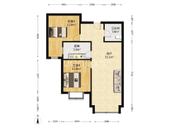 户型方正，中间楼层，花园小区，封闭管理-涿州香邑溪谷户型图