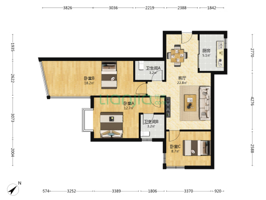 西南摩托车展销中心 3室1厅2卫 96平方