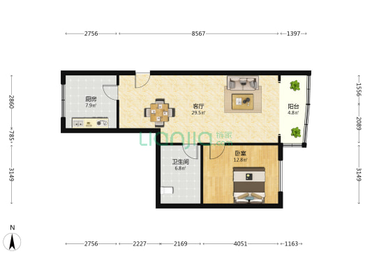 青铜峡路 1室1厅1卫 75平方