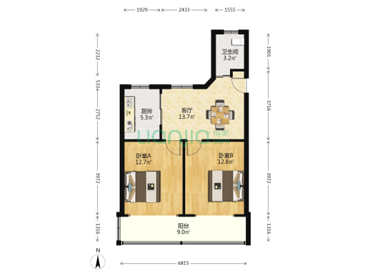 四条巷 2室1厅1卫 67平方