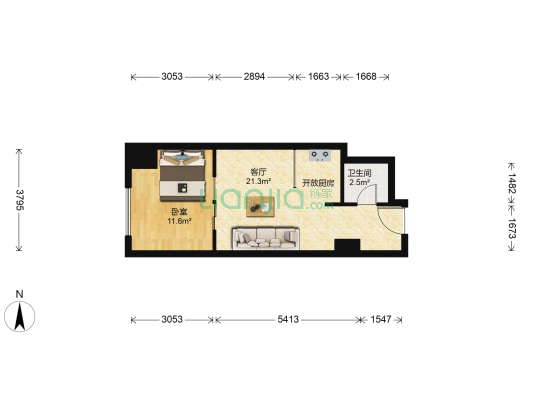 阿里巴巴电子商务大厦 1室1厅1卫 58平方