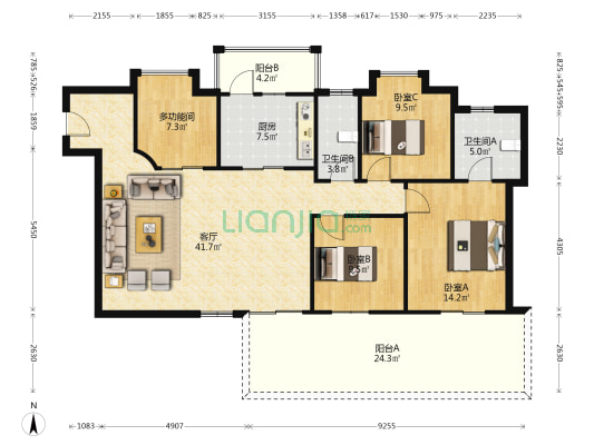 金碧湾花园东区 4室1厅2卫 145平方