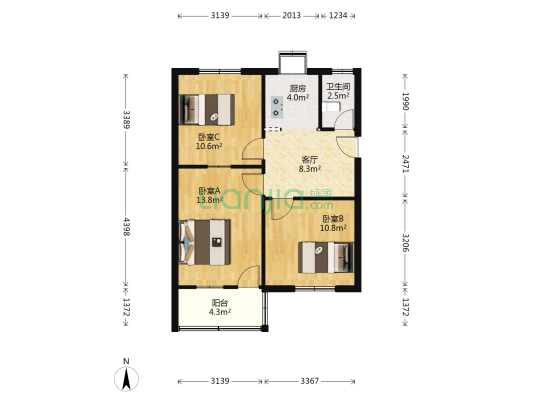 站东新村(花山路) 3室1厅1卫 62平方