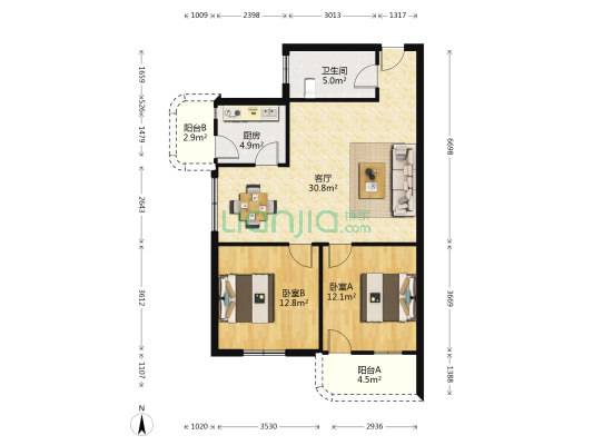 西苑小区 2室1厅1卫 78平方