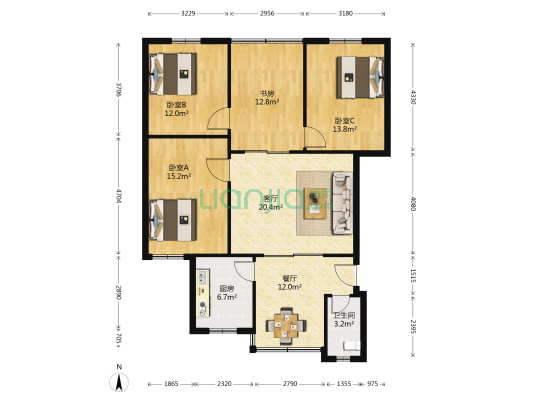 小北街87号 4室2厅1卫 115平方