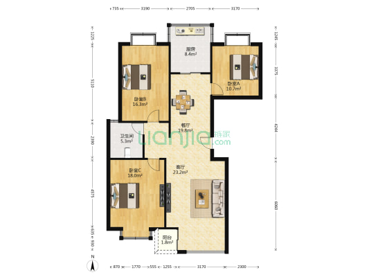 海安机关南小区 3室2厅1卫 132平方