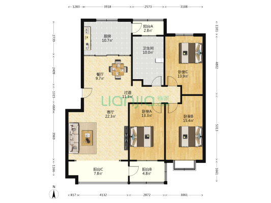 远景花园琳峒苑 3室2厅1卫 141平方