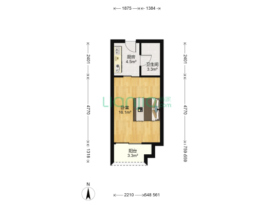 万科四季花城提香公寓 1室0厅1卫 37平方