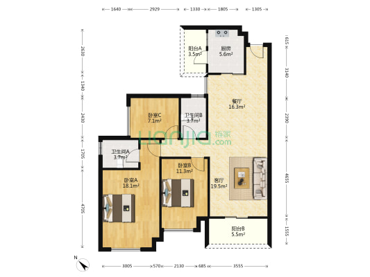 雅居乐万象郡 3室2厅2卫 116平方
